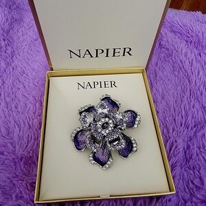 Napier Purple and Silver Flower Brooch